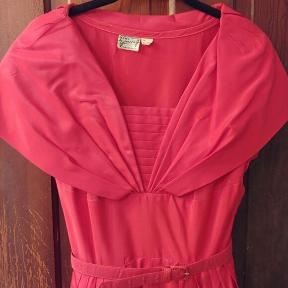 Vtg 50s Gigi Young Red Acetate Rockabilly Dress - Picture 5 of 8